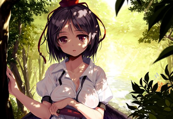 anime,screenshot,black hair,see through clothing,jungle,mangaka