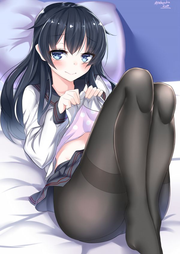 Akatsuki KanColle,Kantai Collection,blauwe ogen,zwarte panty