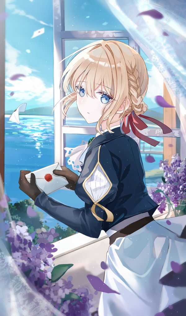 animeflickor,brev,blond,Violet Evergarden