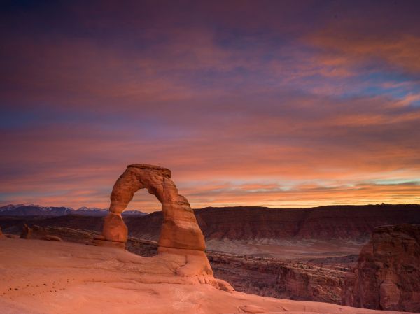 landskab,natur,solnedgang,ørken,skyer,Arches National Park