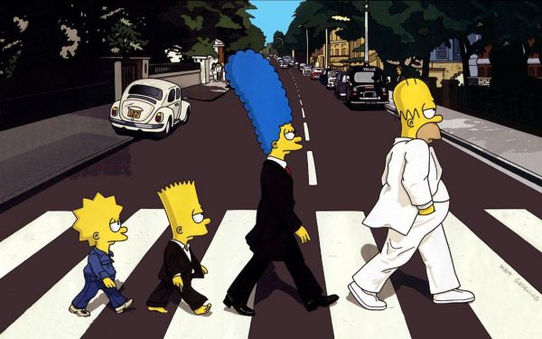 Abbey Road,1680x1050 px,Bart Simpson,Homer Simpson,Lisa Simpson,Marge Simpson