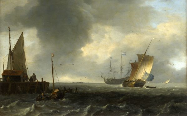 schilderij, schip, zeilschip, voertuig, schipbreuk, Slagschip