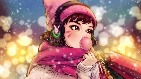 Computerspellen,Overwatch,D Va Overwatch,artwork,digitale kunst,winter