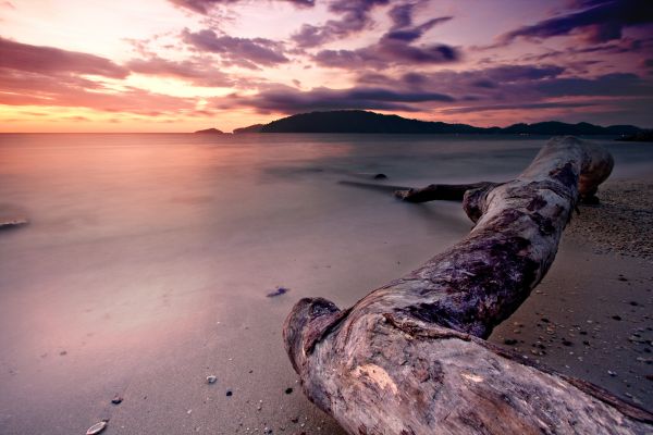 pemandangan, matahari terbenam, laut, teluk, sinar matahari, lampu