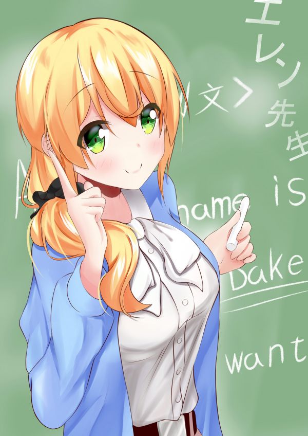 ilustracja,blond,długie włosy,Anime,Dziewcząt anime,zielone oczy