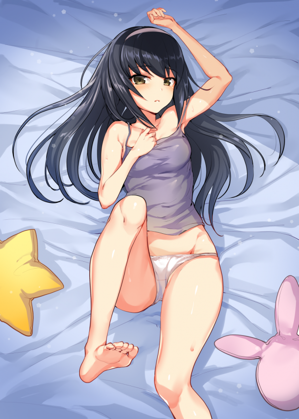 Reizei Mako,Girls und Panzer,anime girls,mutandine,a letto,sfaldamento