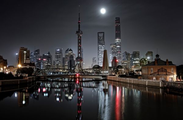 città,paesaggio urbano,notte,urbano,riflessione,Cina