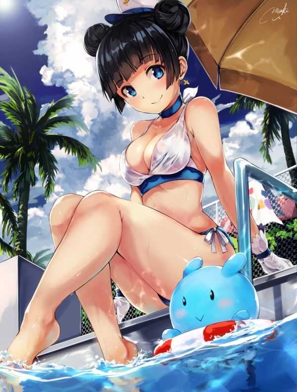 Anime,Filles anime,yeux bleus,cheveux courts,jambes,dessin animé