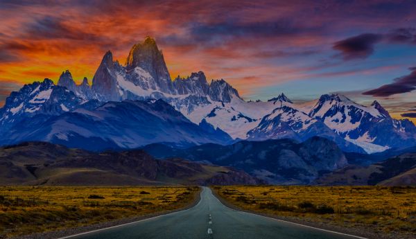 paisaje,naturaleza,colina,cielo,la carretera,amanecer