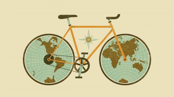 ilustrare, arta digitala, fundal simplu, Asia, minimalismul, bicicletă