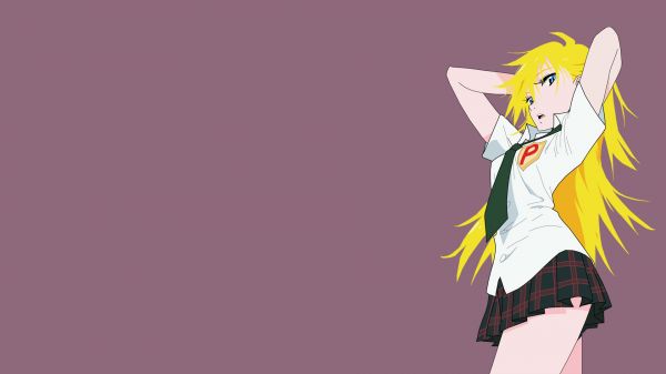 Panty and Stocking with Garterbelt,Anarchie Panty,bras en l'air,blond,Fond simple,écolière