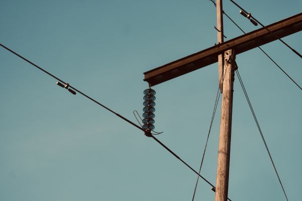 sky,pylon,minimalism,simple background,wires