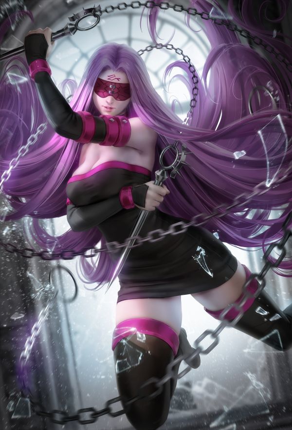 Rider Fate Stay Night,Fate Series,anime,animemeisjes,lang haar,paars haar