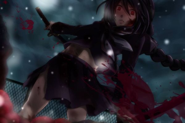 krev, krev rozstřiku, anime, anime dívky, Blood C, Saya