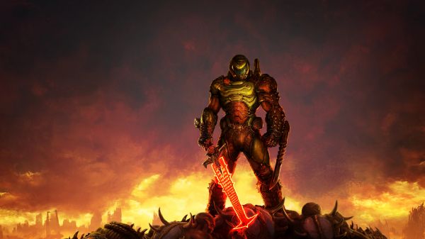 DOOM Eternal,Doom guy,DOOM SLAYER,jocuri video,opera de arta,trăgător