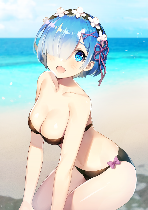 bikini,Iki parçalı mayo,Bölünme,Re Zero Kara Hajimeru Isekai Seikatsu,Rem Re Zero,plaj