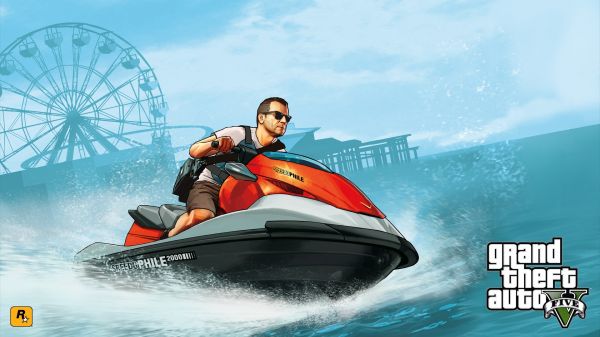 Grand Theft Auto V,video game characters,Rockstar Games,sports,vehicle,jet ski