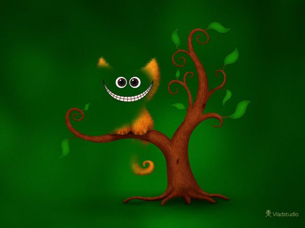 bomen,illustratie,kat,Cheshire Cat,artwork,tak