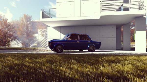 car,render,vehicle,LADA,blue,old school wheels