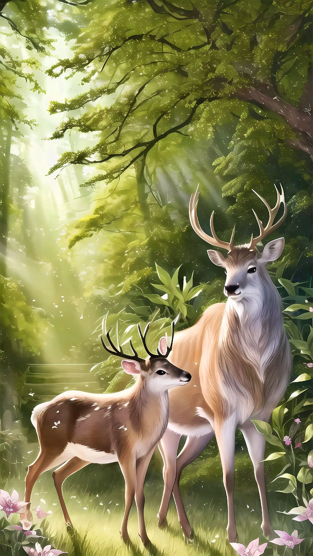 creature, deer, forest, antlers, trees, animals