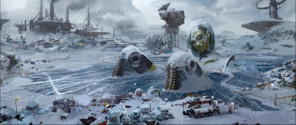 Guardians of the Galaxy Vol 2,concept art,Contraxia,brothel,statue,snow