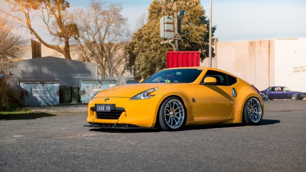 日本の自動車, JDM, オレンジ色の車, 日産370Z, 日産, 黄色の車