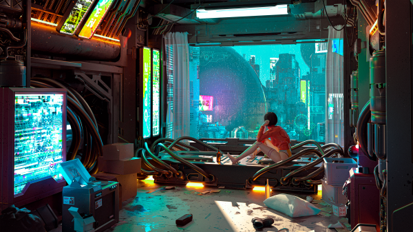 3D,CGI,Cyberpunk,Platz,Raumschiff,Frau