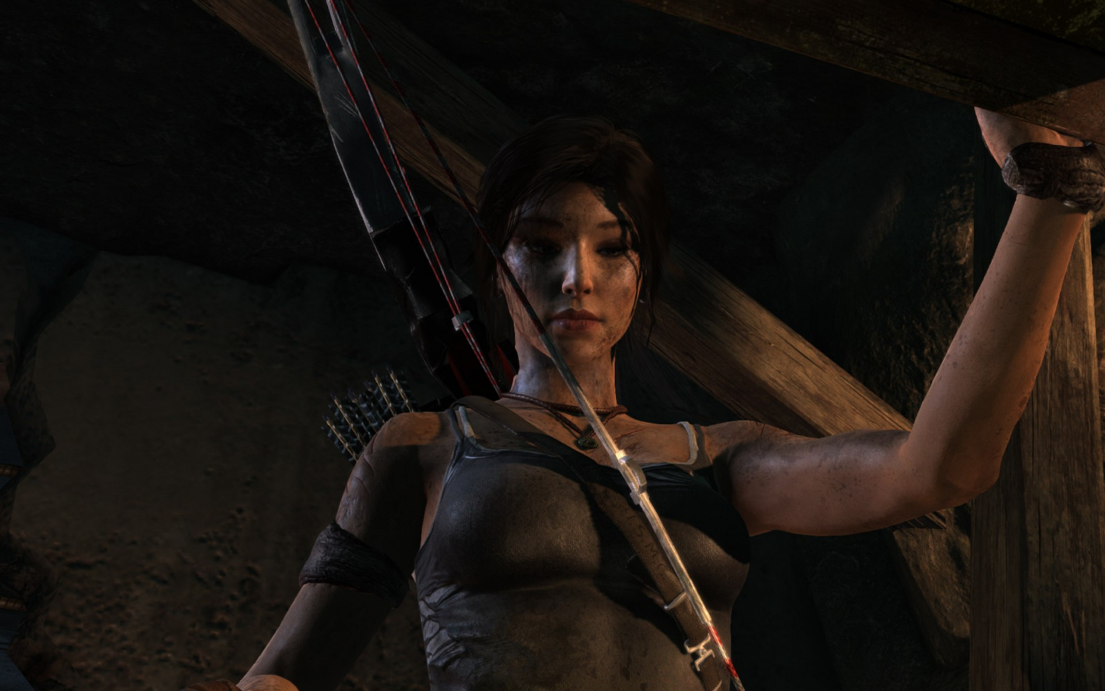 Lara Croft, Tomb Raider, Grób raider 2013, mitologia, ciemność, zrzut ekranu