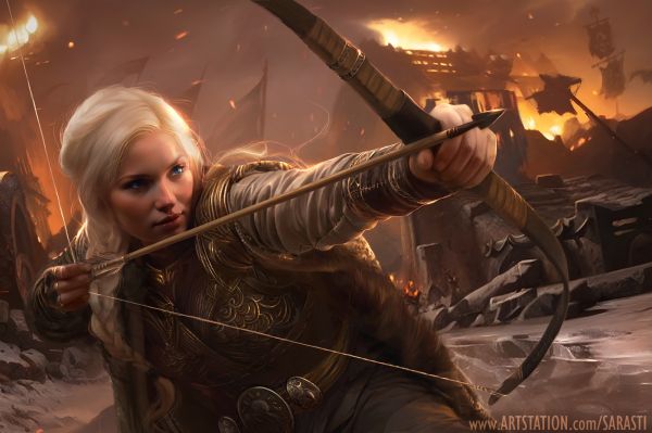 bow and arrow,artwork,women,fantasy art,fantasy girl,archer