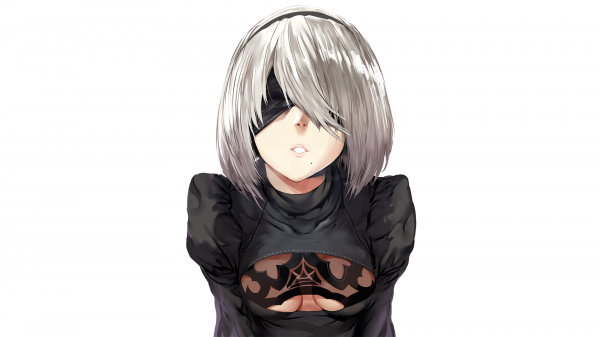 Fundo simples,fundo branco,NieR,Nier Automata,Yorha unidade nº 2 tipo b,2B