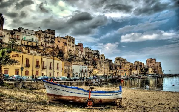 barcă,1920x1200 px,Castellammare del Golfo,coastă,HDR,Italia