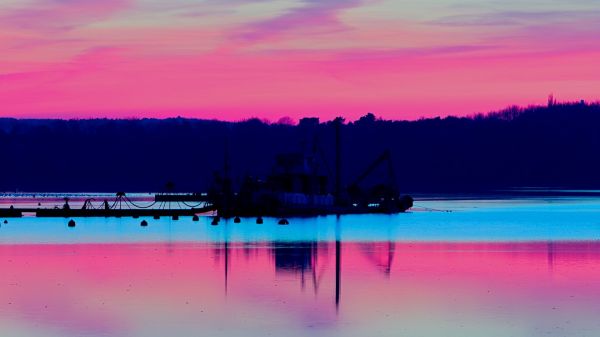 enviar,puesta de sol,mar,bahía,agua,reflexión