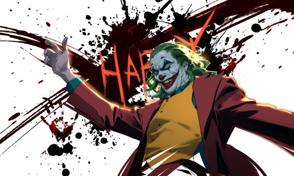 Joker 2019 Movie,Джокер,фан-арт,кровь,белый фон,ArtStation