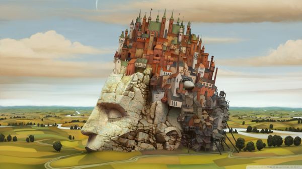 sabbia,Jacek Yerka,Terreno,punto di riferimento,immagine dello schermo,storia antica