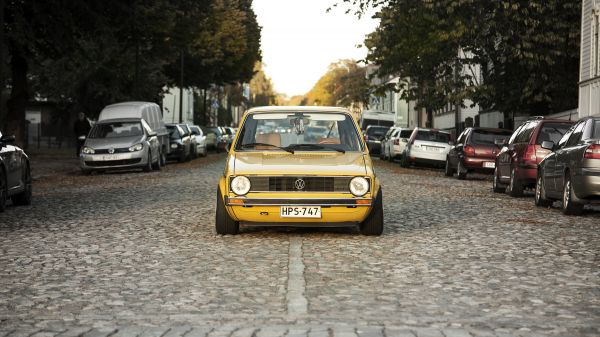 auto,voertuig,Volkswagen,geel,golf,MK1