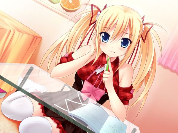 illustration,blonde,anime,anime girls,blue eyes,cartoon