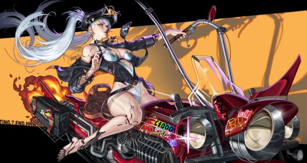 mulheres,motocicleta,arte digital,obra de arte,ilustração,cabelo longo