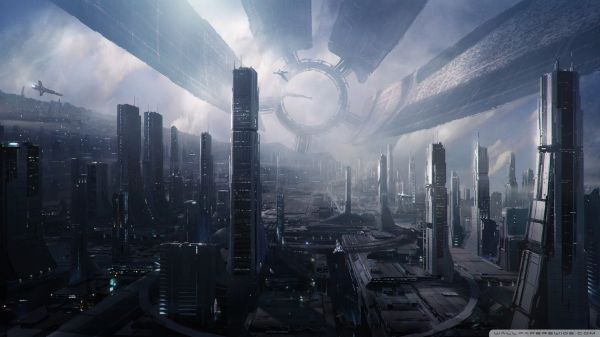 Mass Effect,cityscape,กลางคืน,วีดีโอเกมส์,เมือง,ท้องฟ้า