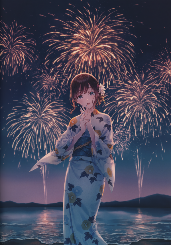 animemeisjes,portret-display,women on beach,Hiten,Japanse kleren,kimono