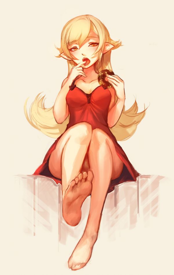 ilustrace,blondýnka,dlouhé vlasy,anime,výkres,Monogatari Series