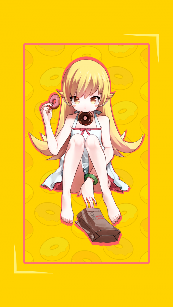 Monogatari Series,Oshino Шинобу,дълга коса,понички,поничка,жълта коса