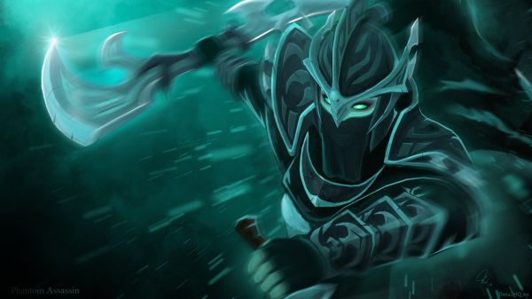 илюстрация,Dota 2,Phantom Assassin,ИЗКУСТВО,тъмнина,под вода