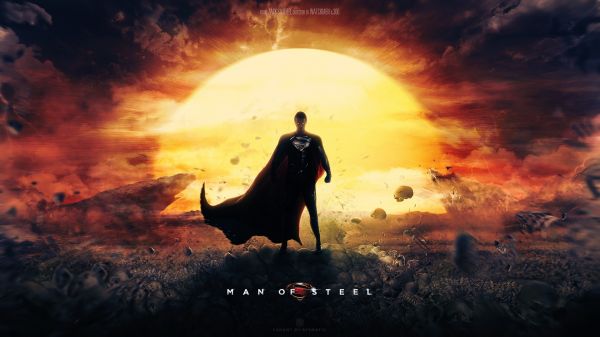 film, Superman, Mand af stål, solnedgang, mørke