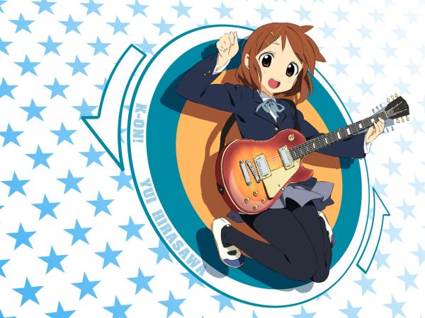 illustration,gitarr,strumpor,tecknad serie,K ON,Hirasawa Yui