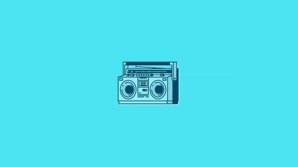 2560x1440 px, Fondo azul, ilustración, Minimalismo, antena, Boombox