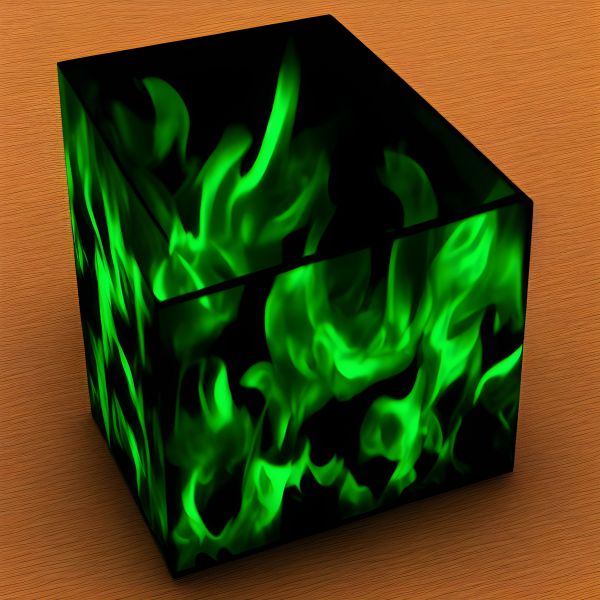 verde,cubo,fuego