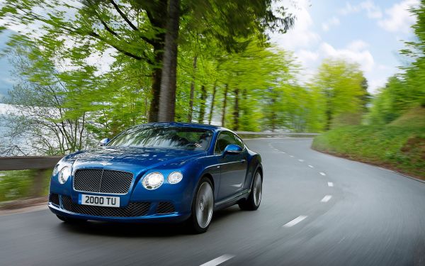 автомобиль,средство передвижения,вид сбоку,спортивная машина,Bentley,Синий