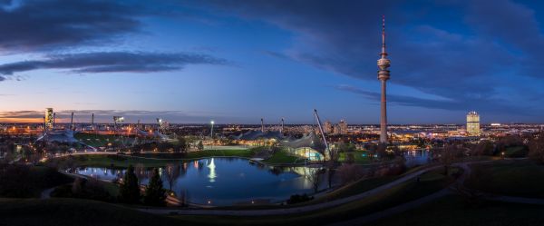 Германия,Мюнхен,Munchen,син,залез,кула