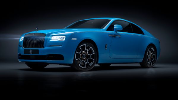 Blå biler,køretøj,Rolls Royce Wraith Black Badge,luksusbiler,Rolls Royce,Mørk baggrund