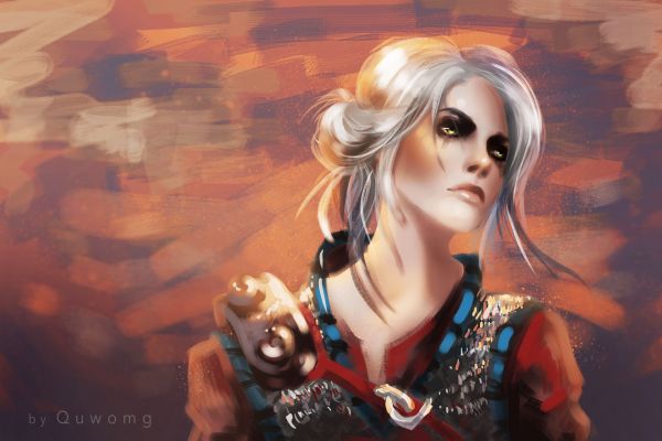 Meghan Quwo,fan art,artwork,Ciri,wegkijken,video spel meisjes